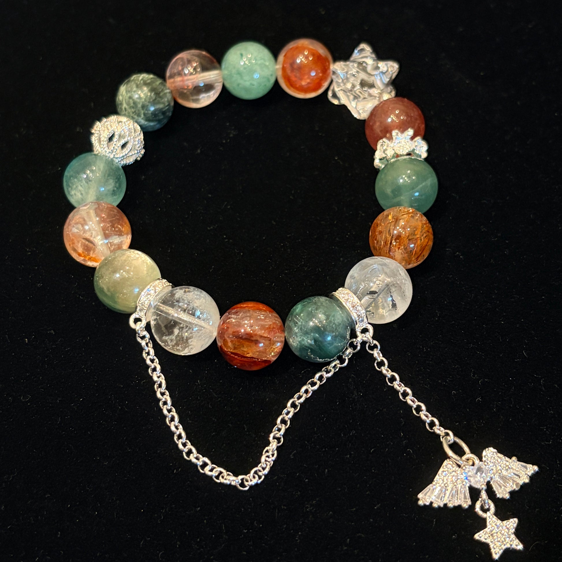 Handmade crystal bracelet with multicolor gemstones
