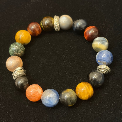 Handmade crystal bracelet with multicolor gemstones
