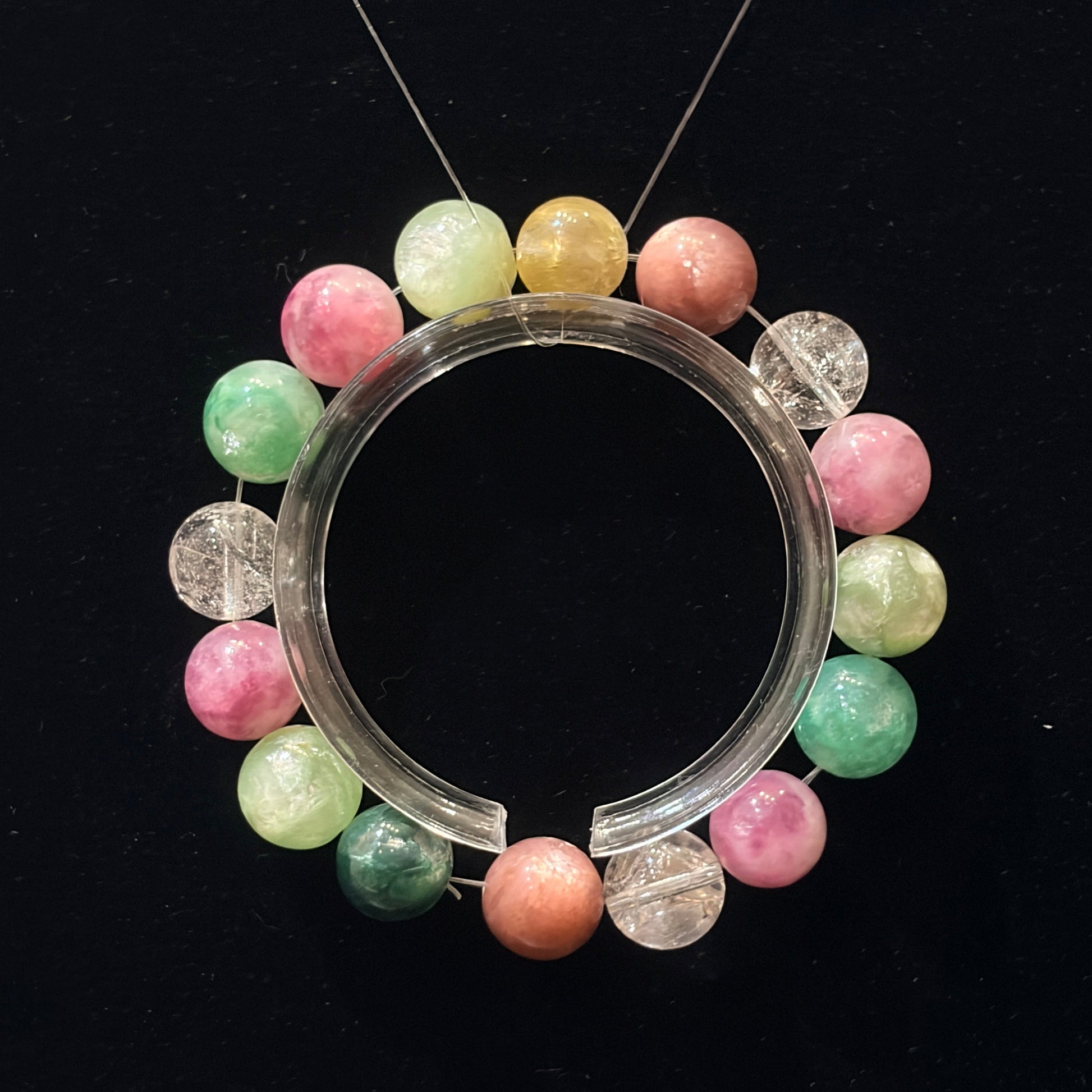 Handmade crystal bracelet with multicolor gemstones
