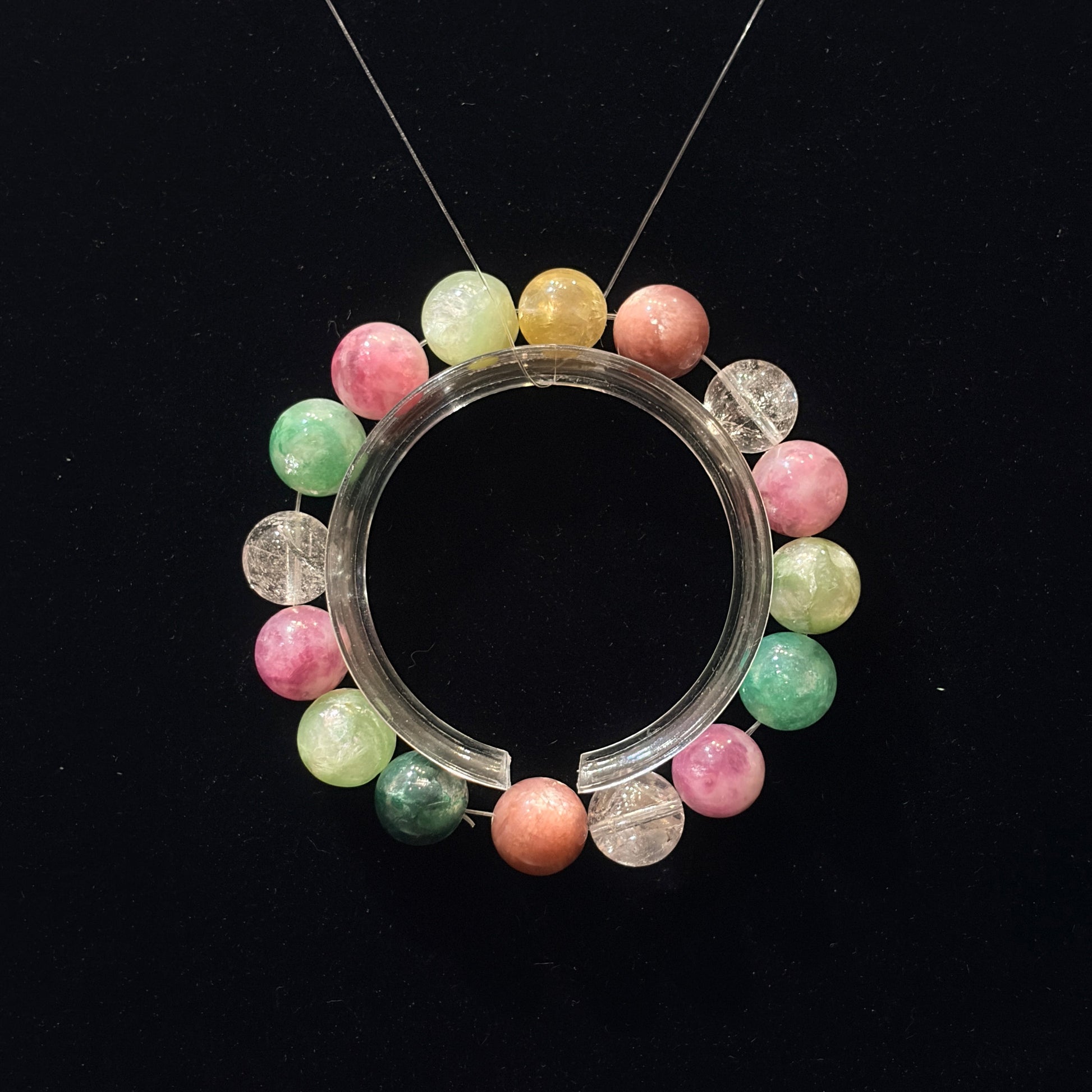 Handmade crystal bracelet with multicolor gemstones
