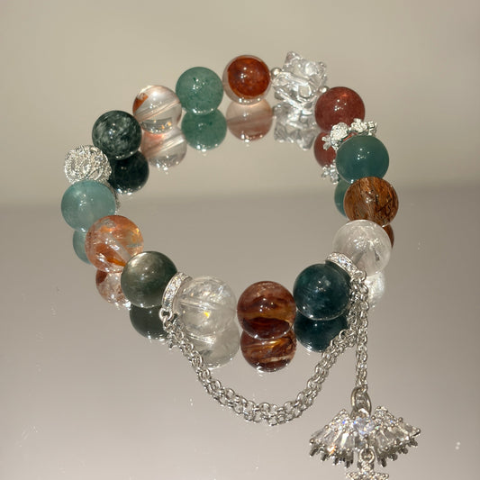 Handmade crystal bracelet with multicolor gemstones
