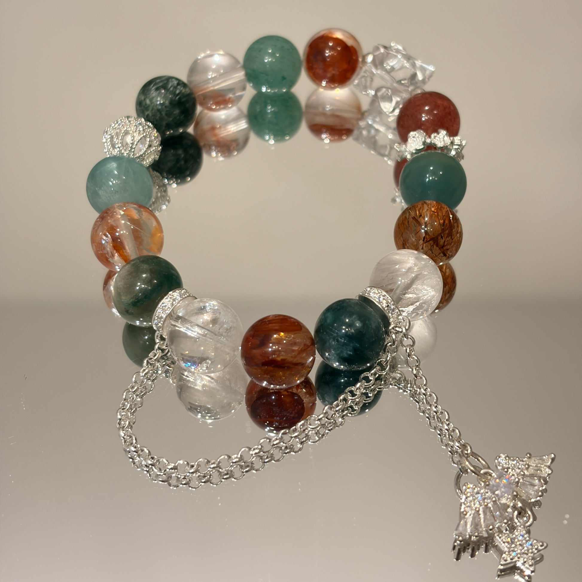 Handmade crystal bracelet with multicolor gemstones
