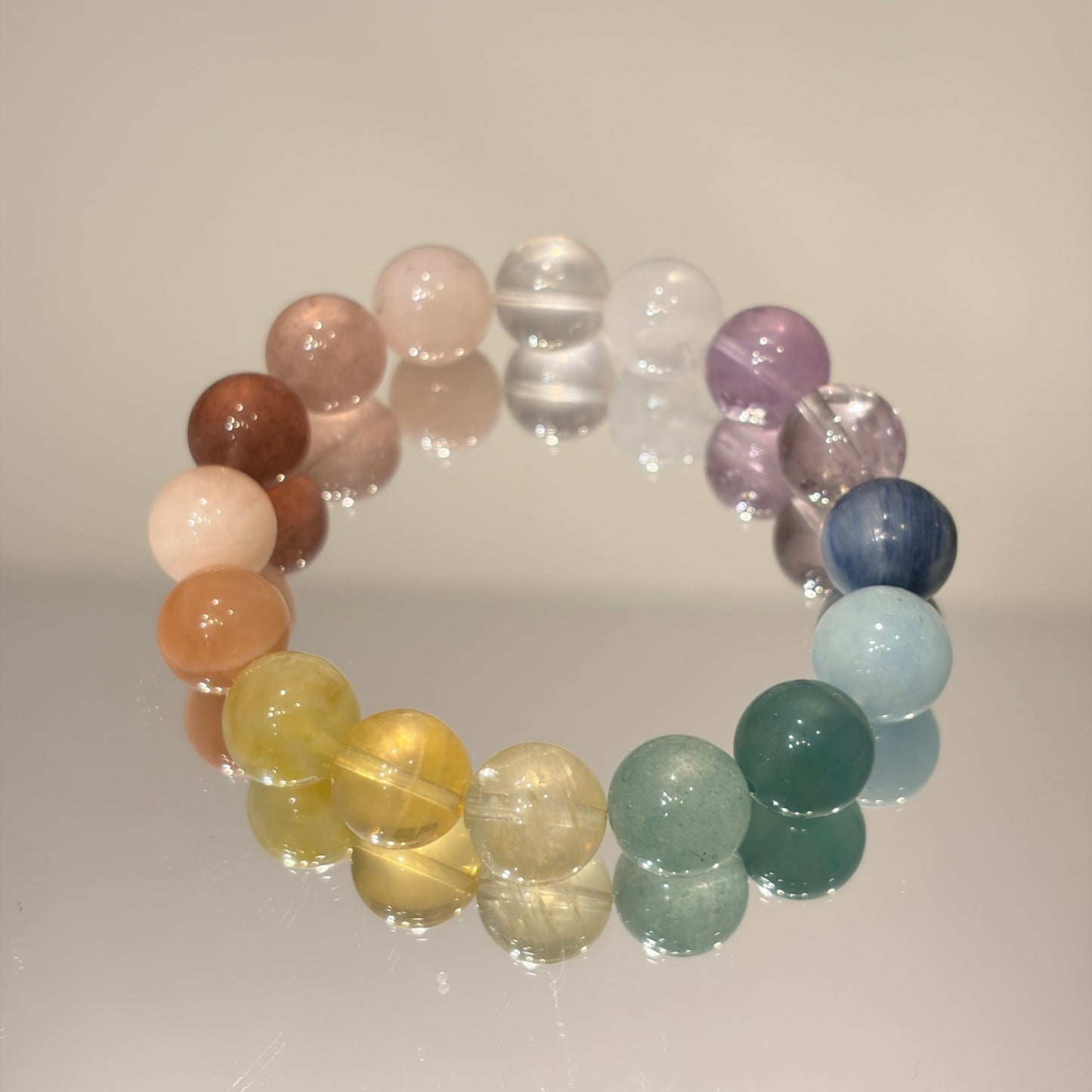 Handmade crystal bracelet with multicolor gemstones
