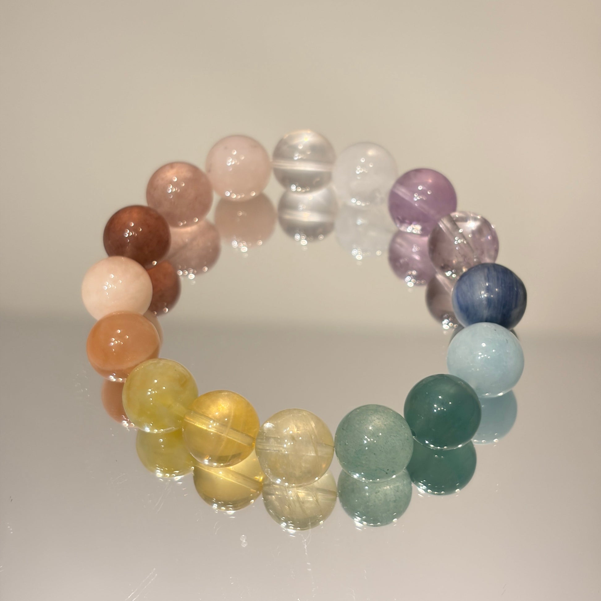 Handmade crystal bracelet with multicolor gemstones
