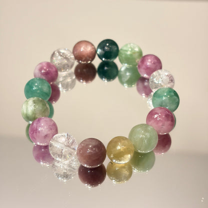 Handmade crystal bracelet with multicolor gemstones
