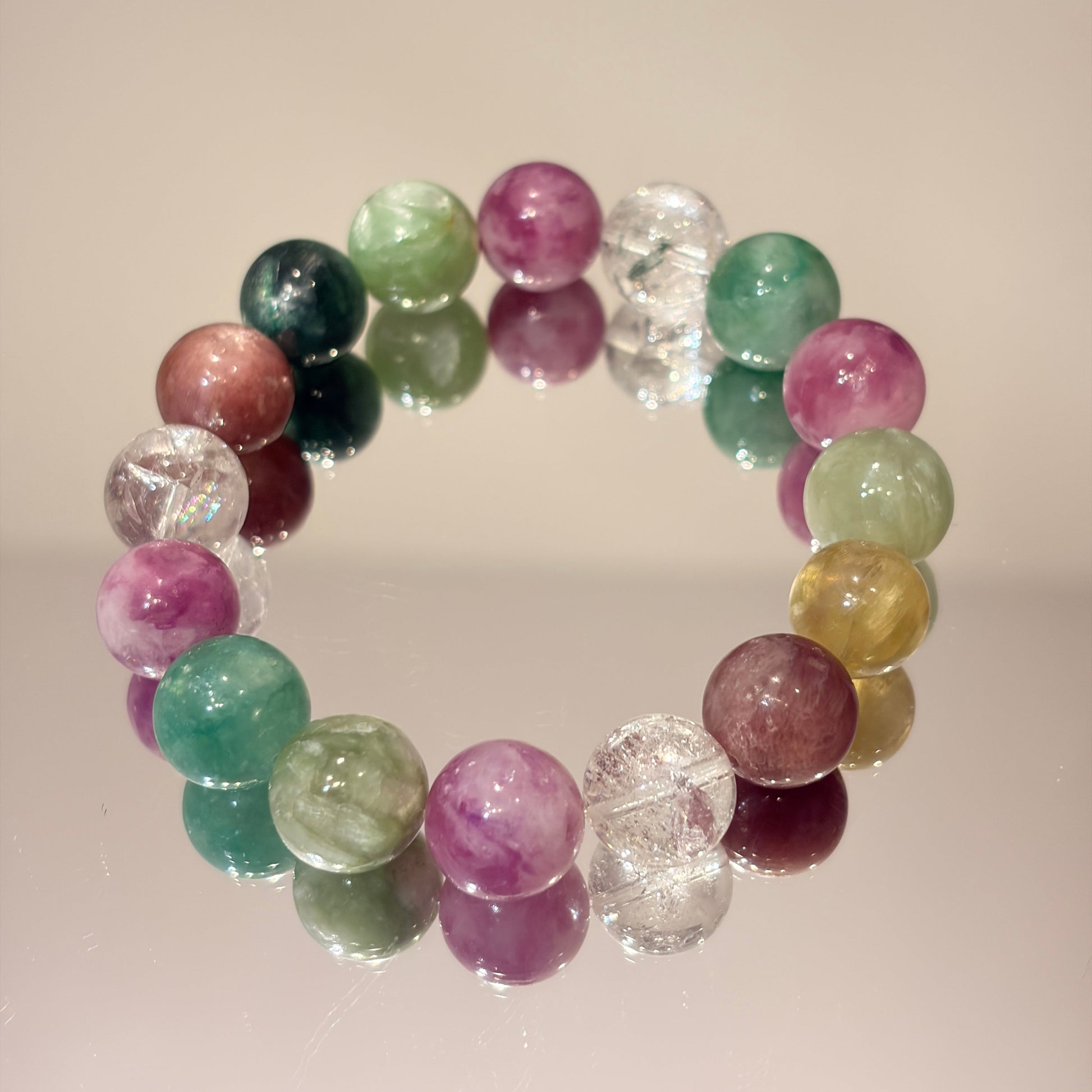 Handmade crystal bracelet with multicolor gemstones
