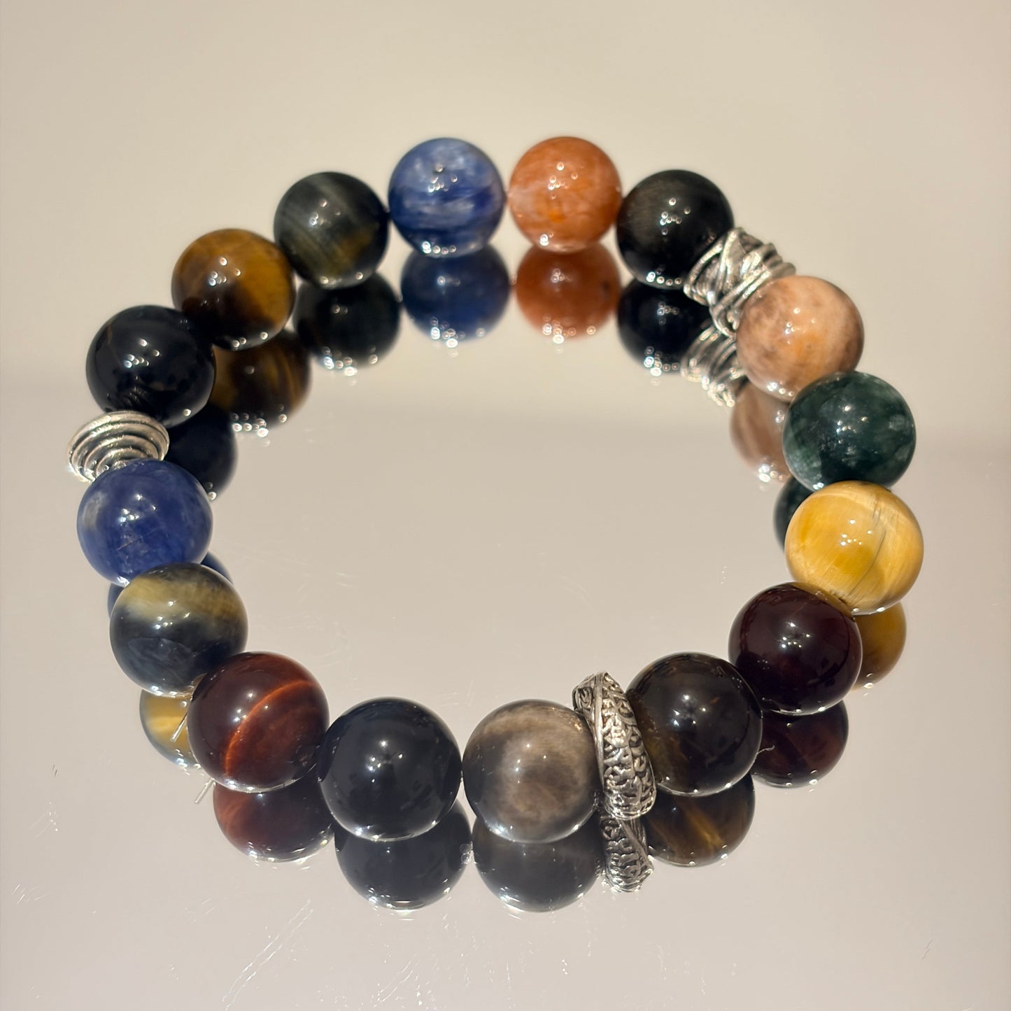 Handmade crystal bracelet with multicolor gemstones
