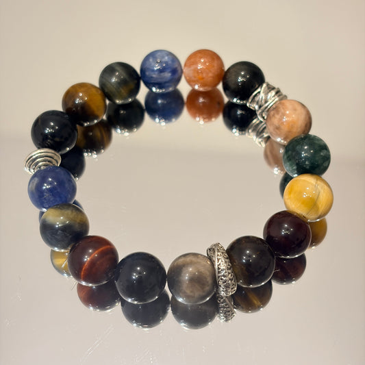 Handmade crystal bracelet with multicolor gemstones
