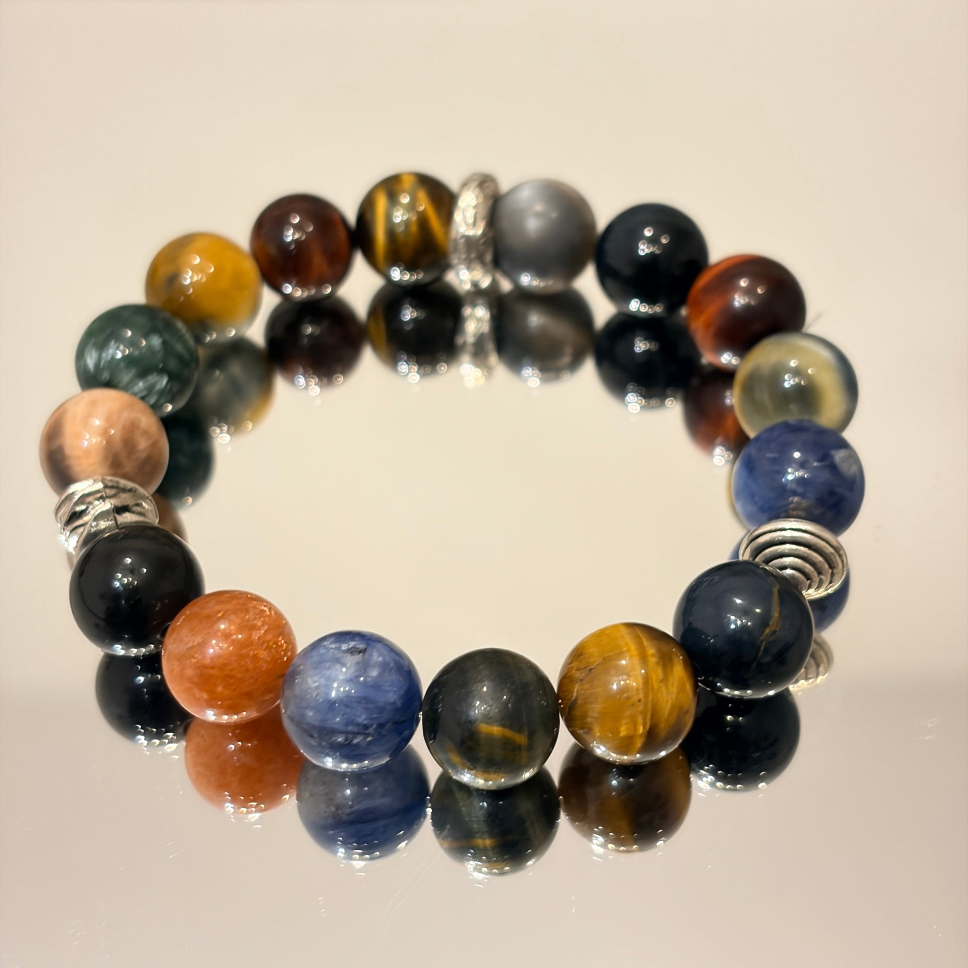 Handmade crystal bracelet with multicolor gemstones
