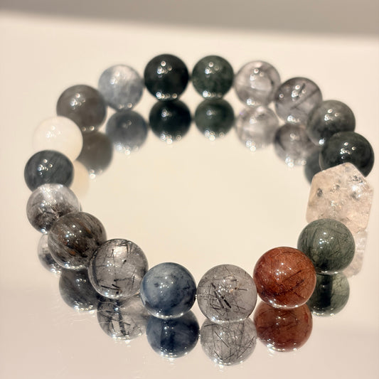 Handmade crystal bracelet with multicolor gemstones
